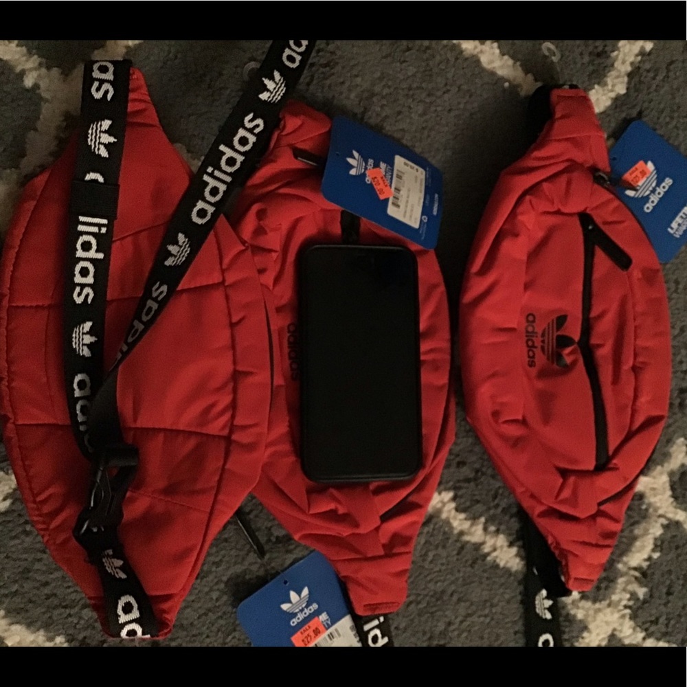 Adidas red fanny pack bag